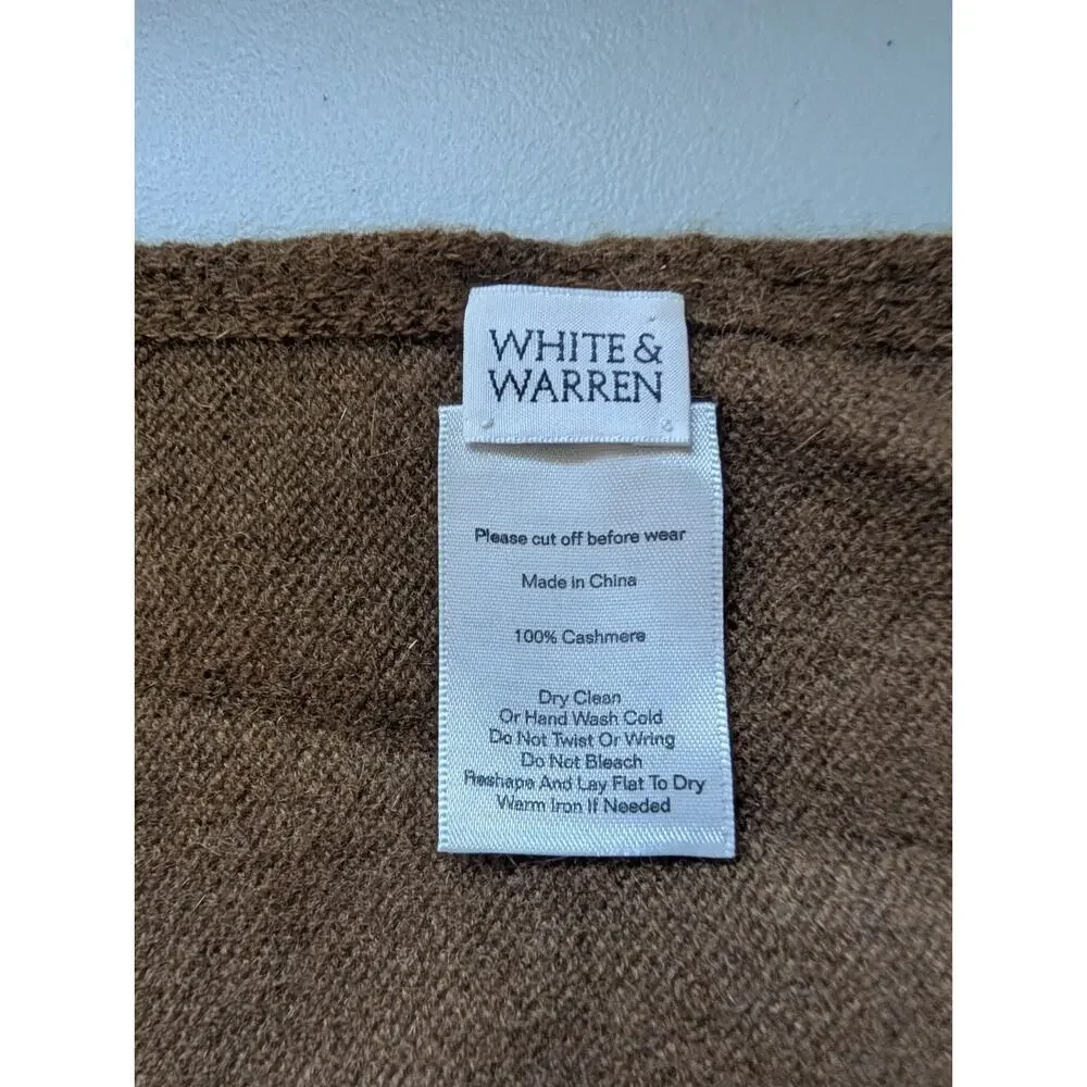 NWOT White + Warren 100% Cashmere Travel Wrap 81'' X 36'' Cedar Brown #9C601